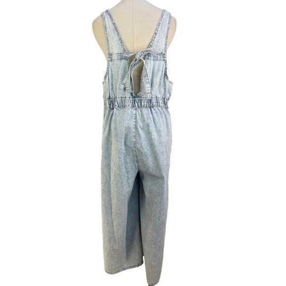 Dear John Sivan Denim Tank Jumpsuit Faded Railroad Stripes Blue White - Picture 11 of 13